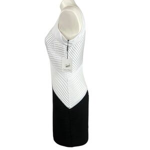 Calvin Klein Women's Black and White Color Block Pin Tuck Dress